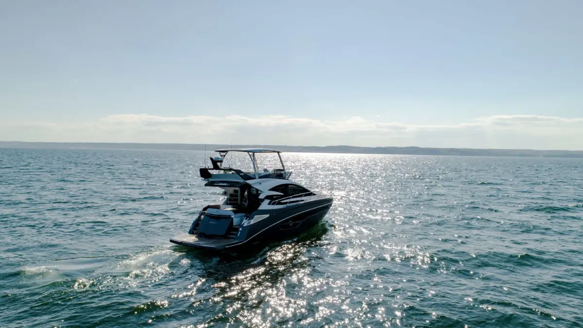 Cobrey 50 FLY, aft deck — Menorca Yacht Rental, Menorca. Cobrey 50 FLY — 16m