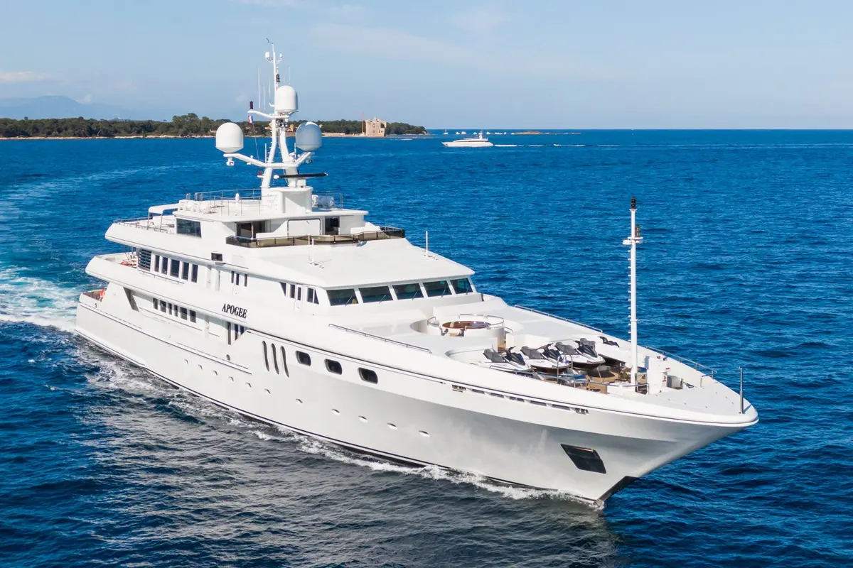 Apogee, exterior — Menorca Yacht Rental, Menorca. Apogee — 62.5m