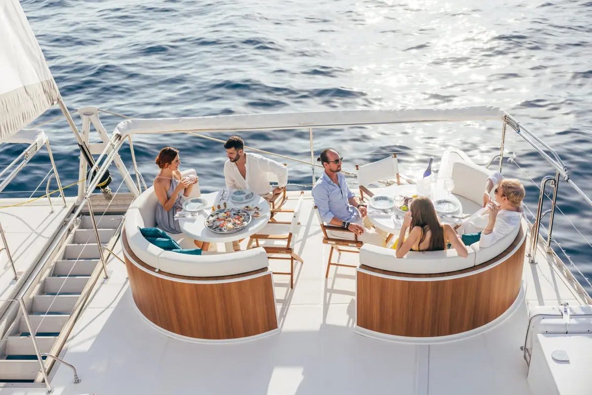Manana Yacht, aft deck — Menorca Yacht Rental, Menorca. Manana Yacht — 20.8m