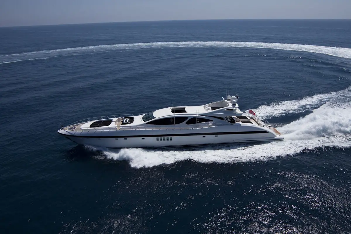 Mangusta 130, exterior — Menorca Yacht Rental, Menorca. Mangusta 130 — 40m