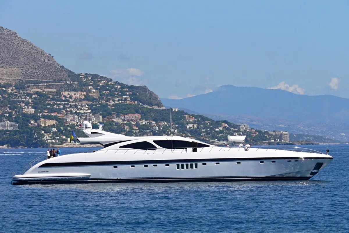 Mangusta 130, main deck — Menorca Yacht Rental, Menorca. Mangusta 130 — 40m