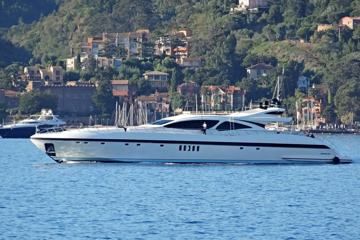 Mangusta 130, aft deck — Menorca Yacht Rental, Menorca. Mangusta 130 — 40m