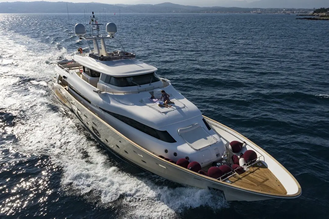 Navetta 33, aft deck — Menorca Yacht Rental, Menorca. Navetta 33 — 33m