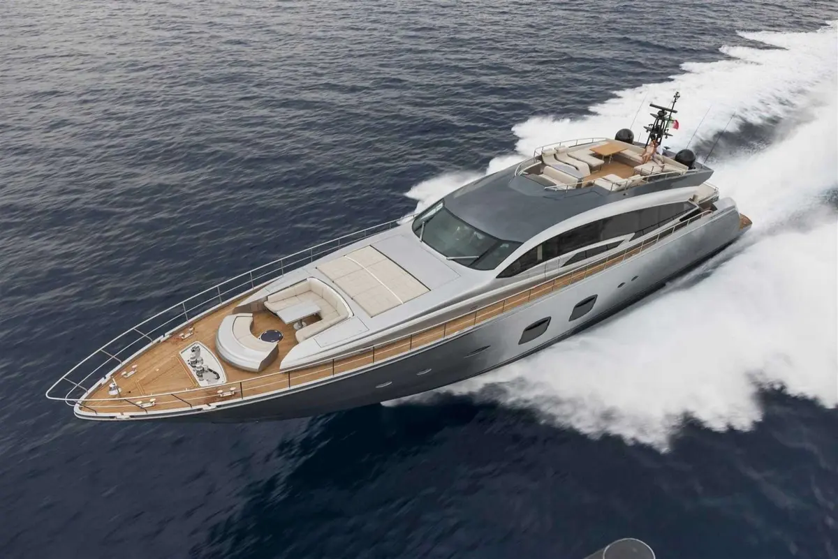 Pershing 108, aft deck — Menorca Yacht Rental, Menorca. Pershing 108 — 33m