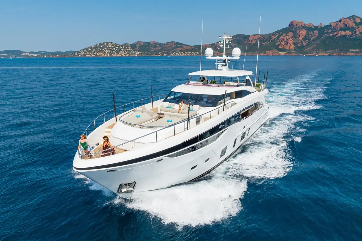 Princess 35M, aft deck — Menorca Yacht Rental, Menorca. Princess 35M — 35m