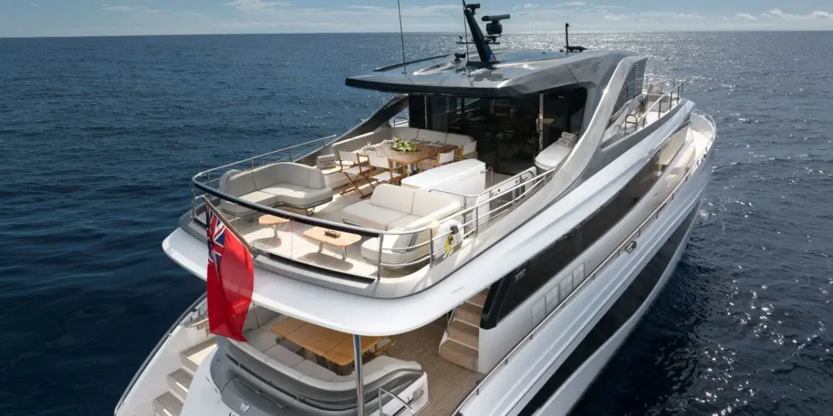 Princess Y80, main deck — Menorca Yacht Rental, Menorca. Princess Y80 — 25m