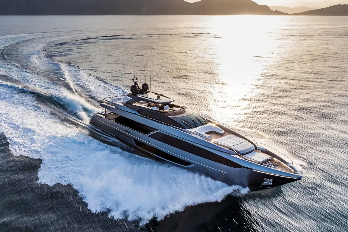 Riva 110, main deck — Menorca Yacht Rental, Menorca. Riva 110 — 33m
