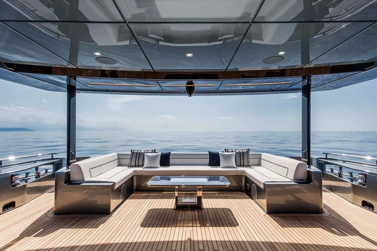 Riva 110, salon — Menorca Yacht Rental, Menorca. Riva 110 — 33m