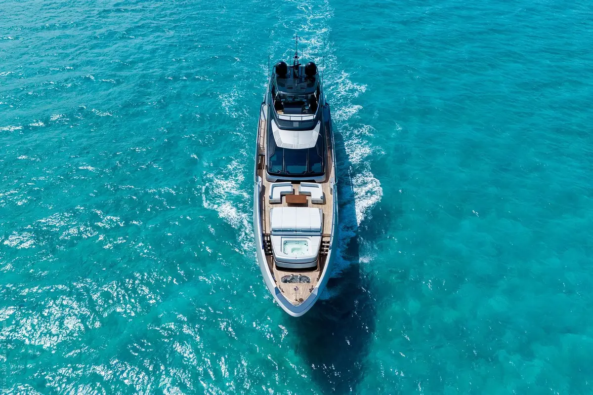 Riva 130, aft deck — Menorca Yacht Rental, Menorca. Riva 130 — 40m