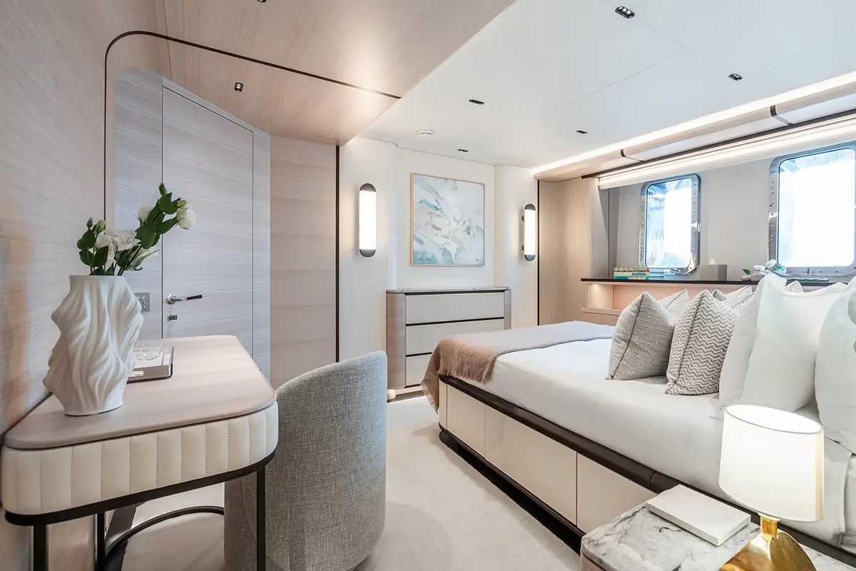 M, salon — Menorca Yacht Rental, Menorca. Five cabins, one heading, days that drift slowly
