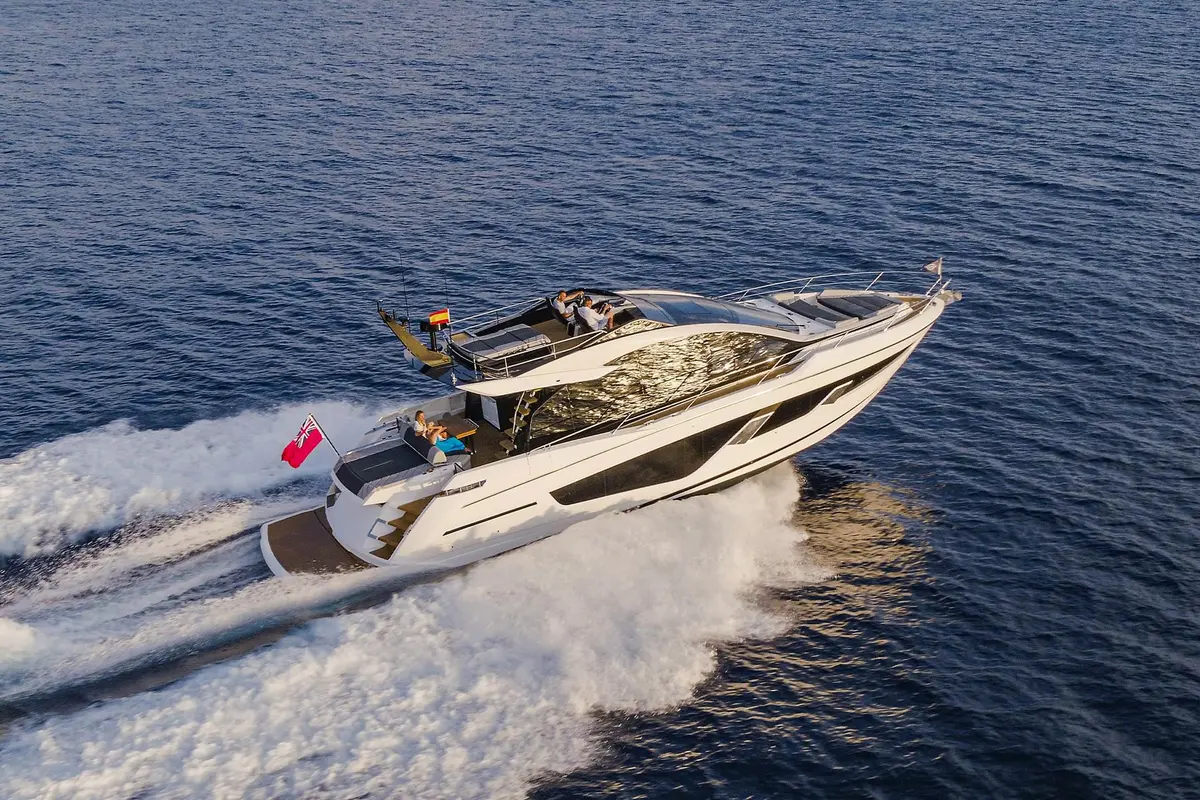 Sunseeker 65 Sport, aft deck — Menorca Yacht Rental, Menorca. Sunseeker 65 Sport — 20m